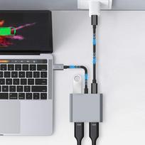 hdmi - Tech-Protect HB08 4in1 USB-C + USB2.0 + 2 x HDMI 4K 60Hz adapteris Pilkas (Gray) - 2 nuotrauka