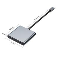 hdmi - Tech-Protect HB08 4in1 USB-C + USB2.0 + 2 x HDMI 4K 60Hz adapteris Pilkas (Gray) - 4 nuotrauka
