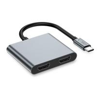hdmi - Tech-Protect HB08 4in1 USB-C + USB2.0 + 2 x HDMI 4K 60Hz adapteris Pilkas (Gray) - 6 nuotrauka