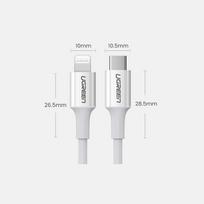 usb type c laidas - Ugreen USB Type to C Lightning MFI cable 3A 18W, 1m White - 3 nuotrauka