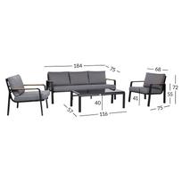vieta - Lauko baldų komplektas Home4you LONA, pilkas/juodas, 5 vietų - 2 nuotrauka
