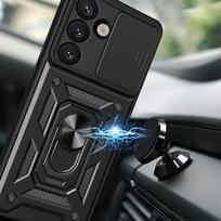 kameros stova - Hurtel Hybrid Armor Camshield Armored Dėklas su Stovu ir Kameros Dangteliu skirtas Xiaomi 15 Ultra 5G - Juodas (Black) - 4 nuotrauka