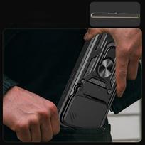 kameros stova - Hurtel Hybrid Armor Camshield Dėklas iPhone 17 Pro su Stovu ir Kameros Dangteliu - Juodas (Black) - 4 nuotrauka
