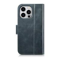 telefono pinigine iphone - iCarer iPhone 14 Pro Oil Wax Wallet 2in1 Anti-RFID Leather Flip Case Mėlynas (Blue) - 3 nuotrauka