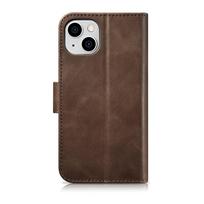 flip telefonai - iCarer Oil Wax Wallet Case 2in1 iPhone 14 Plus Anti-RFID Odinis Atverčiamas Dėklas Rudas (Brown) - 2 nuotrauka