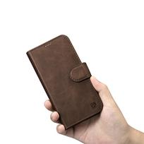 flip telefonai - iCarer Oil Wax Wallet Case 2in1 iPhone 14 Plus Anti-RFID Odinis Atverčiamas Dėklas Rudas (Brown) - 5 nuotrauka