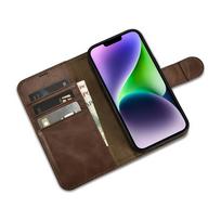 flip telefonai - iCarer Oil Wax Wallet Case 2in1 iPhone 14 Plus Anti-RFID Odinis Atverčiamas Dėklas Rudas (Brown) - 8 nuotrauka