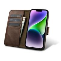 flip telefonai - iCarer Oil Wax Wallet Case 2in1 iPhone 14 Plus Anti-RFID Odinis Atverčiamas Dėklas Rudas (Brown) - 11 nuotrauka