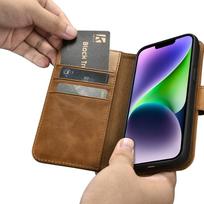 iphone 14 leather case - iCarer Oil Wax Wallet 2in1 Apple iPhone 14 Plus Anti-RFID Leather atverčiamas dėklas telefonui rudos spalvos (WMI14220723-TN) - 4 nuotrauka