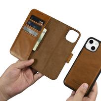 iphone 14 leather case - iCarer Oil Wax Wallet 2in1 Apple iPhone 14 Plus Anti-RFID Leather atverčiamas dėklas telefonui rudos spalvos (WMI14220723-TN) - 5 nuotrauka
