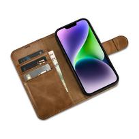 iphone 14 leather case - iCarer Oil Wax Wallet 2in1 Apple iPhone 14 Plus Anti-RFID Leather atverčiamas dėklas telefonui rudos spalvos (WMI14220723-TN) - 8 nuotrauka
