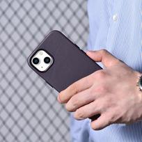 iphone 14 apple leather case magsafe - iCarer odinis dėklas Apple iPhone 14 Plus Tamsiai violetinis (Dark Purple) - 4 nuotrauka