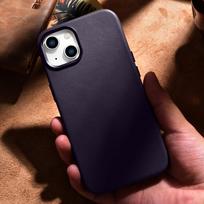 iphone 14 apple leather case magsafe - iCarer odinis dėklas Apple iPhone 14 Plus Tamsiai violetinis (Dark Purple) - 7 nuotrauka