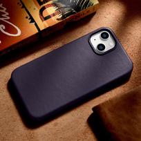 iphone 14 apple leather case magsafe - iCarer odinis dėklas Apple iPhone 14 Plus Tamsiai violetinis (Dark Purple) - 8 nuotrauka