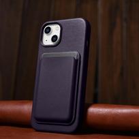 iphone 14 apple leather case magsafe - iCarer odinis dėklas Apple iPhone 14 Plus Tamsiai violetinis (Dark Purple) - 9 nuotrauka