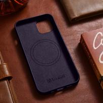 iphone 14 apple leather case magsafe - iCarer odinis dėklas Apple iPhone 14 Plus Tamsiai violetinis (Dark Purple) - 10 nuotrauka