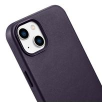 iphone 14 apple leather case magsafe - iCarer odinis dėklas Apple iPhone 14 Plus Tamsiai violetinis (Dark Purple) - 15 nuotrauka