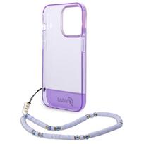 deklas su dirzeliu - Guess "Translucent Pearl Strap iPhone 14 Pro" Purple - 3 nuotrauka
