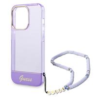 deklas su dirzeliu - Guess "Translucent Pearl Strap iPhone 14 Pro" Purple - 4 nuotrauka