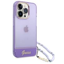 deklas su dirzeliu - Guess "Translucent Pearl Strap iPhone 14 Pro" Purple - 5 nuotrauka