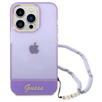 deklas su dirzeliu - Guess "Translucent Pearl Strap iPhone 14 Pro" Purple - 6 nuotrauka