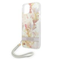 deklas su dirzeliu telefonams - Guess Flower Strap dėklas Apple iPhone 14 Plus – Violetinė (Purple) - 3 nuotrauka