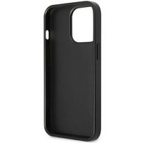 korteliu deklas iphone - Guess "4G Saffiano Double Card Case iPhone 13 Pro" Black - 3 nuotrauka