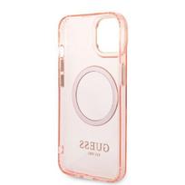 iphone 14 apple deklas magsafe - Guess "Gold Outline Translucent MagSafe Case for Apple iPhone 14 Plus / 15 Plus" Rožinis (Pink) - 3 nuotrauka
