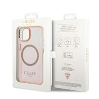 apple iphone 13 pink - Apple iPhone 14 Guess Dėklas Gold Outline Translucent MagSafe (GUHMP14SHTCMP) rožinės spalvos - 2 nuotrauka