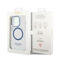 telefono deklas iphone 14 pro max - Apple iPhone 14 Pro Max Guess Metal Outline Magsafe Dėklas - Mėlynas (Blue) - 2 nuotrauka
