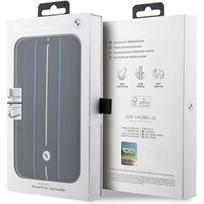 iphone telefonai - Apple iPhone 14 Pro BMW Bookdėklas odinis Stamp Mėlyna Lines (BMBKP14L22RVSK) juodos spalvos - 2 nuotrauka