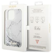 telefono deklas iphone 14 pro max - Guess "Liquid Glitter Marble iPhone 14 Pro Max" White - 2 nuotrauka