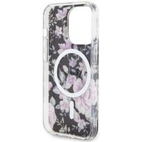 iphone deklas - Guess "Flower MagSafe iPhone 14 Pro" Black - 3 nuotrauka