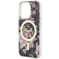 iphone deklas - Guess "Flower MagSafe iPhone 14 Pro" Black - 4 nuotrauka