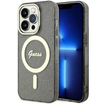 blizgantis deklas - Guess "Glitter Gold MagSafe iPhone 14 Pro" Black - 2 nuotrauka