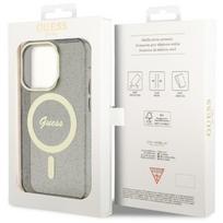 blizgantis deklas - Guess "Glitter Gold MagSafe iPhone 14 Pro" Black - 3 nuotrauka