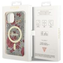iphone 15 plus magsafe deklas - Guess "Flower MagSafe iPhone 14 Plus" Khaki - 2 nuotrauka