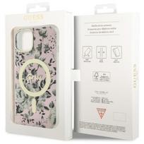 iphone 15 plus magsafe deklas - Guess "Flower MagSafe iPhone 14 Plus" Pink - 3 nuotrauka