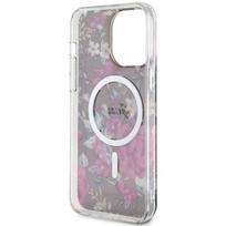 telefono deklas iphone 14 pro max - Guess "Flower MagSafe iPhone 14 Pro Max" Khaki - 3 nuotrauka