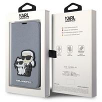 telefono deklas karl lagerfeld - Karl Lagerfeld "Saffiano Karl & Choupette Book Case iPhone 14 Pro" Silver - 2 nuotrauka