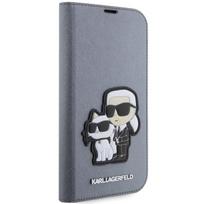 telefono deklas karl lagerfeld - Karl Lagerfeld "Saffiano Karl & Choupette Book Case iPhone 14 Pro" Silver - 4 nuotrauka
