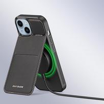 telefono pinigine iphone - 3in1 Wallet with Stand Apple iPhone 15 Plus MagSafe RFID Blocker Dux Ducis Rafi Mag - dėklas telefonui juodos spalvos - 9 nuotrauka
