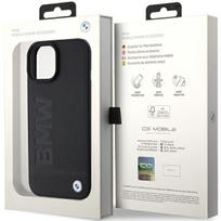 iphone 13 odinis deklas - BMW "BMHCP15SSLLBK Leather Hot Stamp iPhone 15" Black - 2 nuotrauka