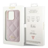 iphone 15 rozinis - Guess "GUHCP15LPSQSQSP Quilted Metal Logo iPhone 15 Pro" Pink - 2 nuotrauka