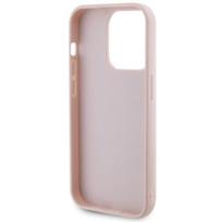 iphone 15 rozinis - Guess "GUHCP15LPSQSQSP Quilted Metal Logo iPhone 15 Pro" Pink - 3 nuotrauka