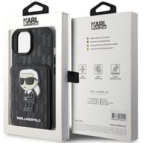 iphone 13 telefono deklas karl lagerfeld - Karl Lagerfeld "Saffiano Cardslots and Stand Monogram Ikonik Patch iPhone 15" Black - 2 nuotrauka