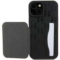 iphone 13 telefono deklas karl lagerfeld - Karl Lagerfeld "Saffiano Cardslots and Stand Monogram Ikonik Patch iPhone 15" Black - 3 nuotrauka