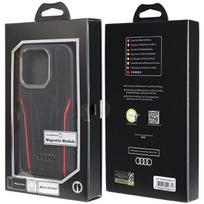 iphone 14 apple leather case magsafe - Audi Genuine Leather case with MagSafe for iPhone 14 Pro - black and red - 2 nuotrauka