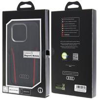 iphone 15 pro telefonai - Audi Genuine Leather case with MagSafe for iPhone 15 Pro - black and red - 2 nuotrauka
