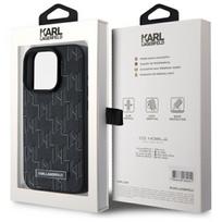 telefono deklas karl lagerfeld - Karl Lagerfeld Leather Monogram Metal Logo MagSafe iPhone 15 Pro Case - Black - 2 nuotrauka